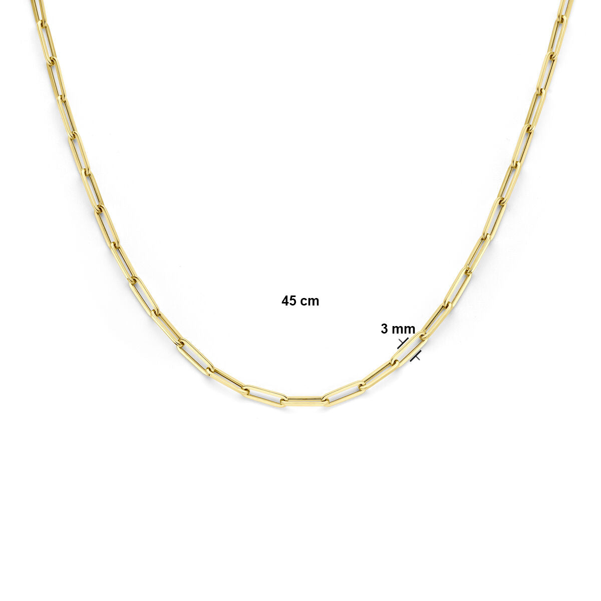 Fantasy Collection Collier paperclip vierkante buis 3,0 mm 14K geelgoud