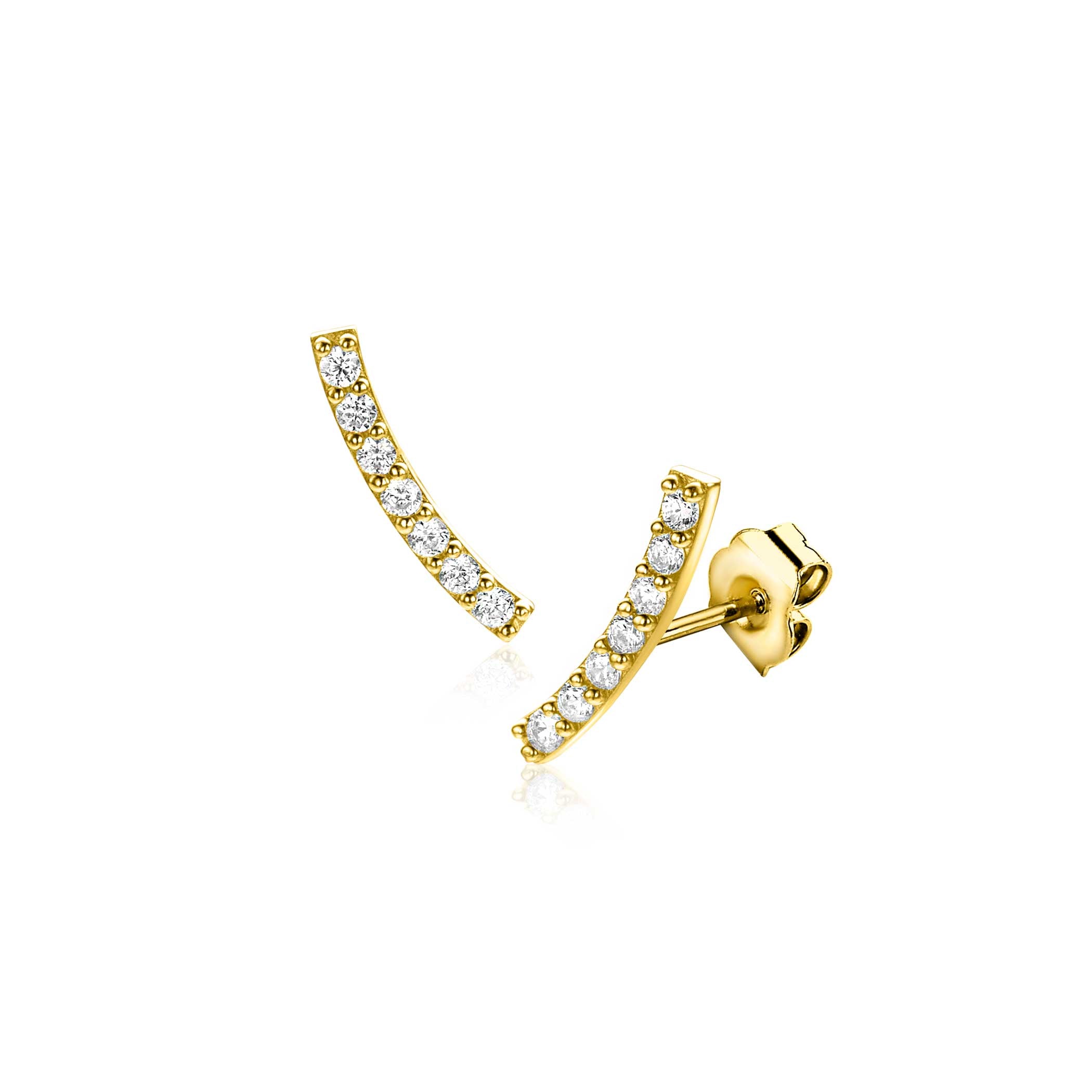 ZINZI 14K Gouden Oorknoppen met Witte Zirkonia ZGO517 oorbellen