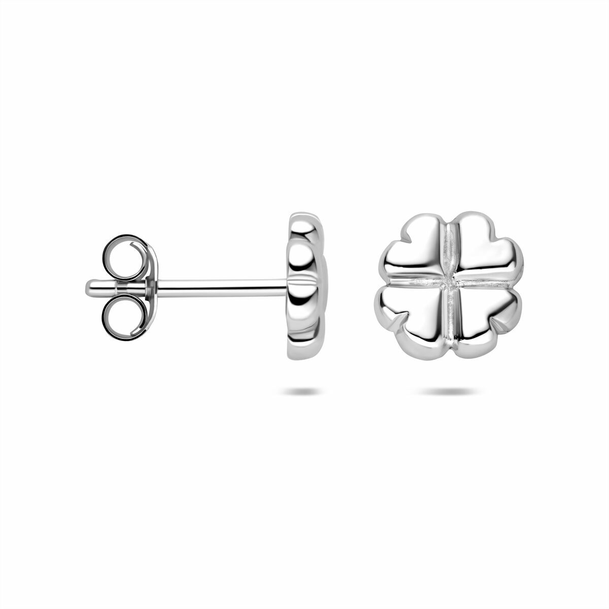 Fantasy Collection Oorbellen klavertje 7,5 mm zilver