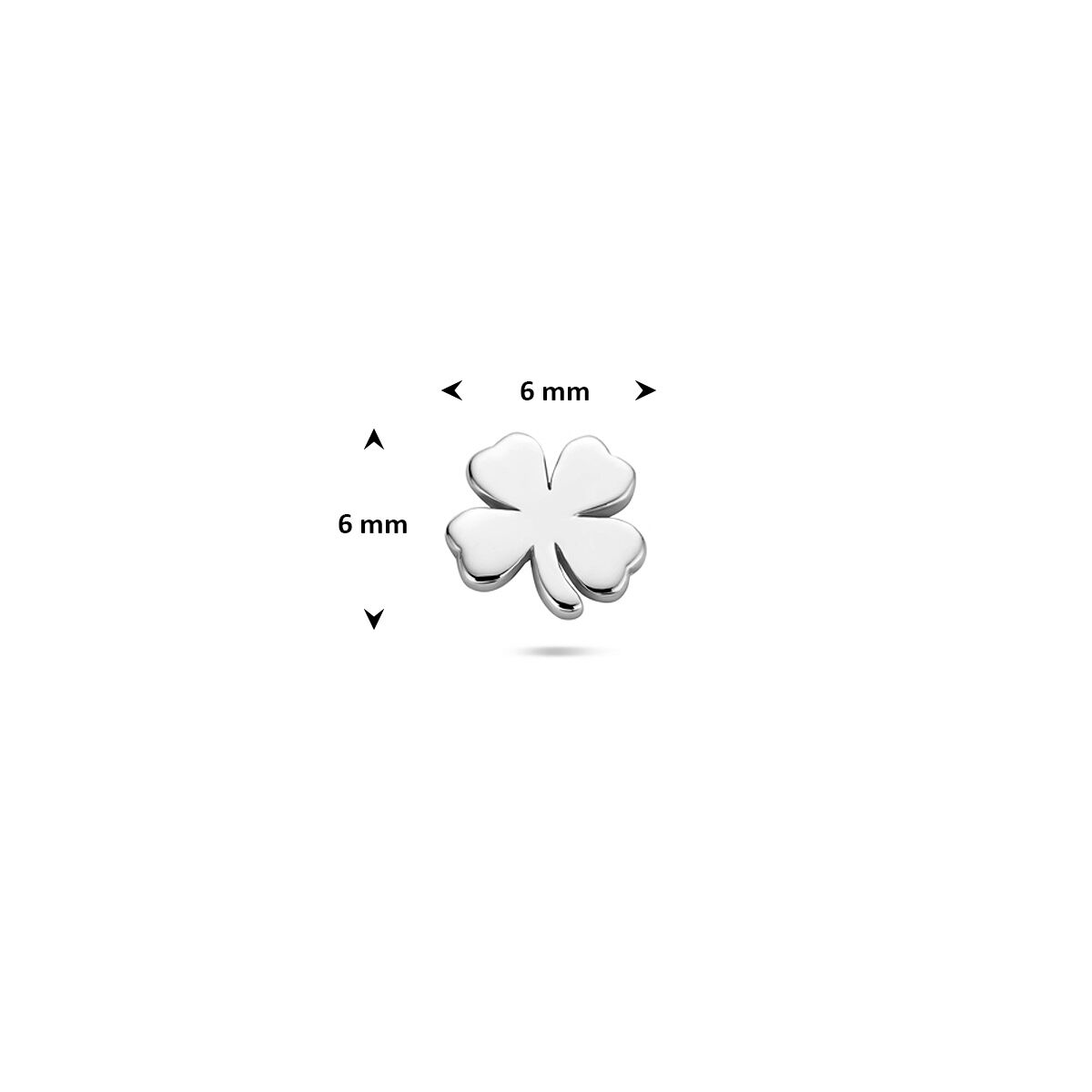 Fantasy Collection Flat back piercing klavertje 6 mm zilver