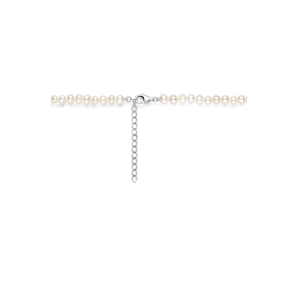 Collier parels 41 + 4 cm zilver gerhodineerd