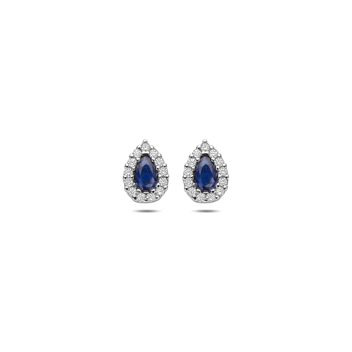 Fantasy Collection Oorbellen saffier zirkonia 8,5 mm zilver