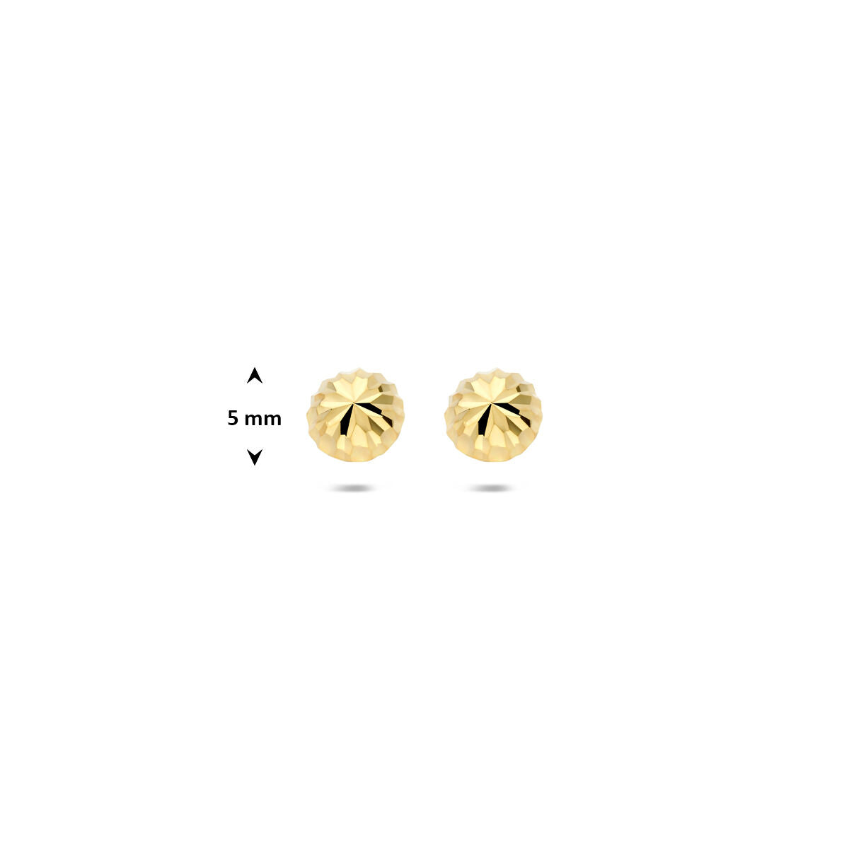 Oorknoppen gediamanteerd 9K geelgoud 5 mm