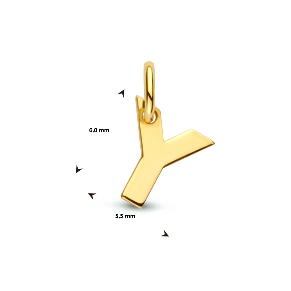 Hanger letter Y 9K geelgoud #Letter_Y