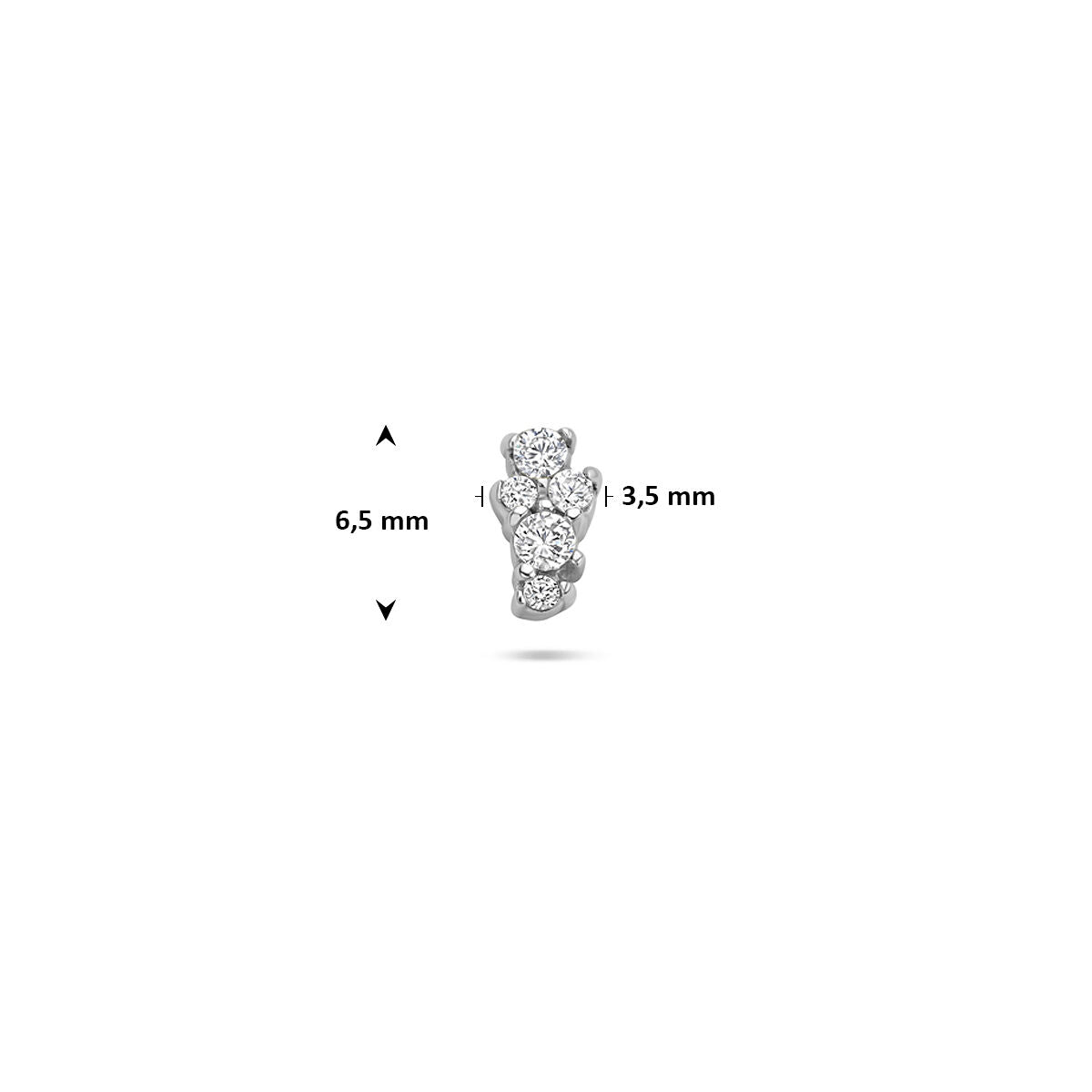 Fantasy Collection Flat back piercing zirkonia 6,5 mm zilver