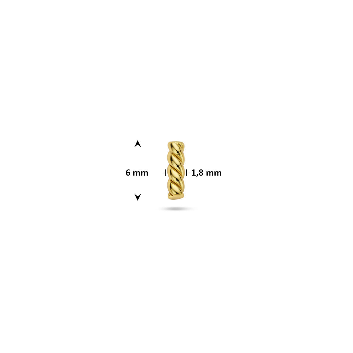 Fantasy Collection Flat back piercing gedraaide balk 6 mm 1 micron zilver verguld