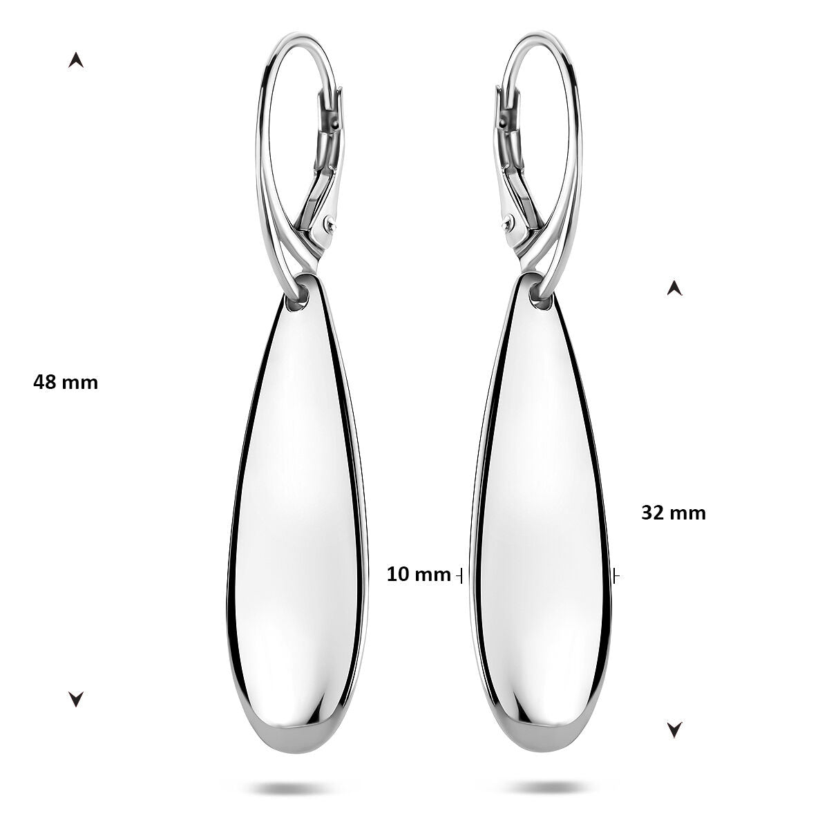 Fantasy Collection Hangende oorbellen druppel 48 mm zilver