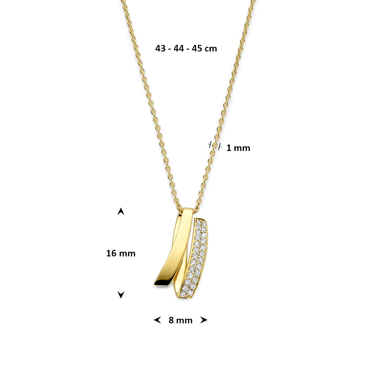 Fantasy Collection Collier diamant 0.10ct h si 43 - 44 - 45 cm 14K geelgoud