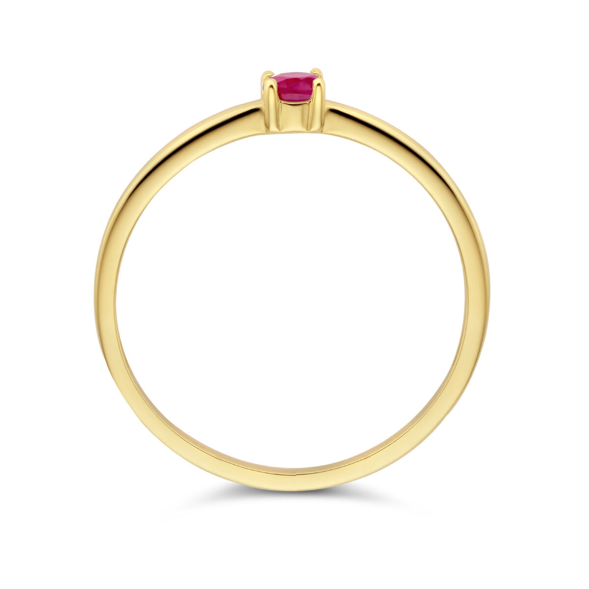 Ring met geboortesteen robijn juli 14K geelgoud
