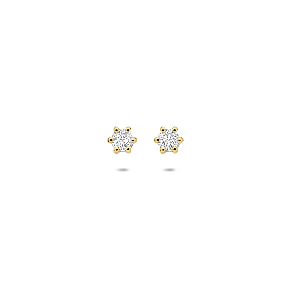 Fantasy Collection Oorbellen lab grown diamant 0.30ct (2x 0.15ct) g vs 4 mm 14K geelgoud