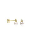 14K geelgouden oorknoppen parel zirkonia 7 mm - 4034648