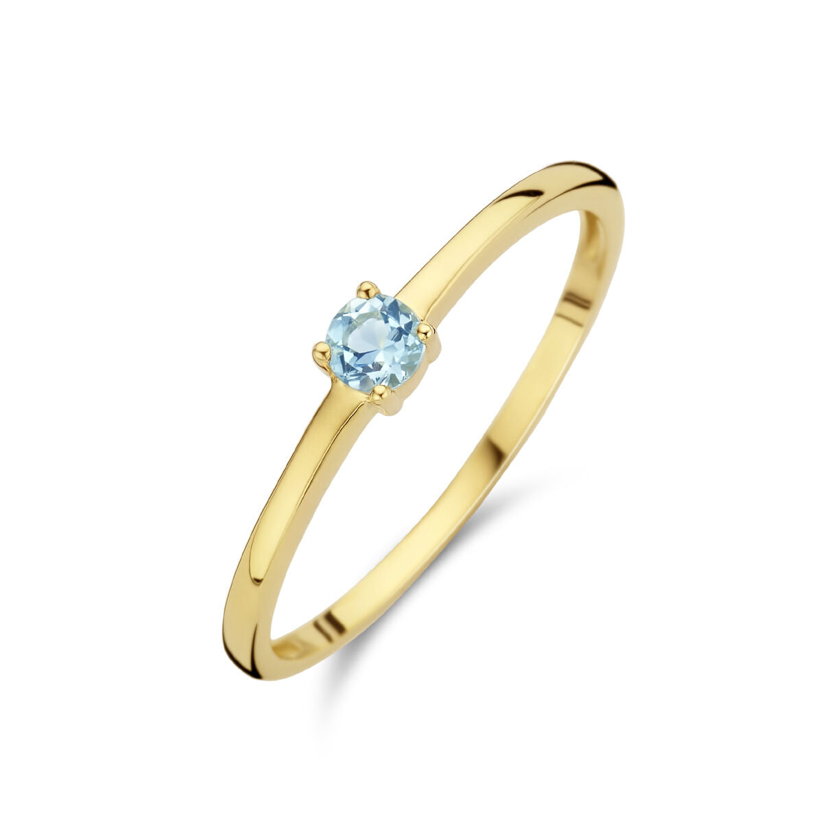 Ring met geboortesteen aquamarijn maart 14K geelgoud