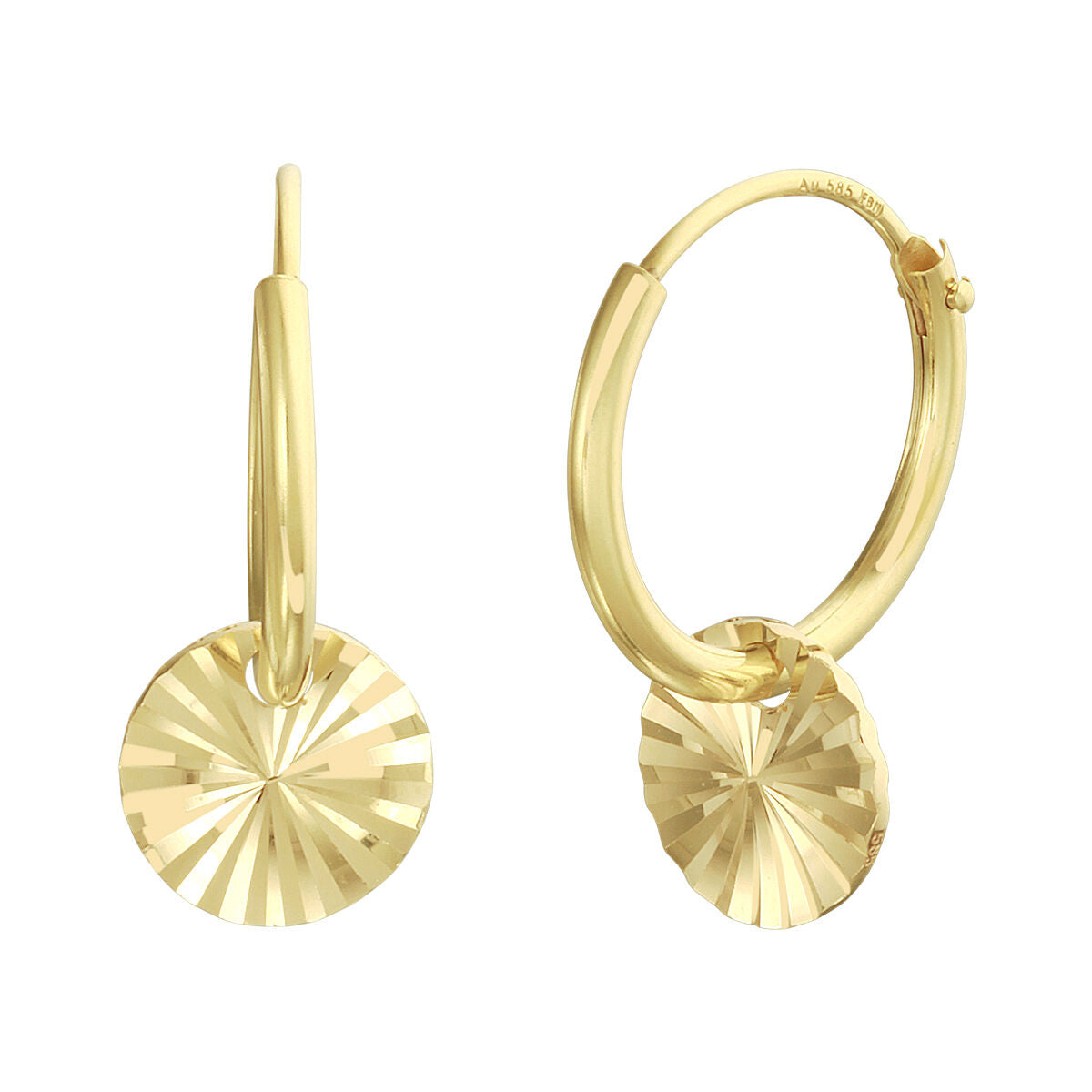 Fantasy Collection Oorbellen rondje gediamanteerd 14K geelgoud