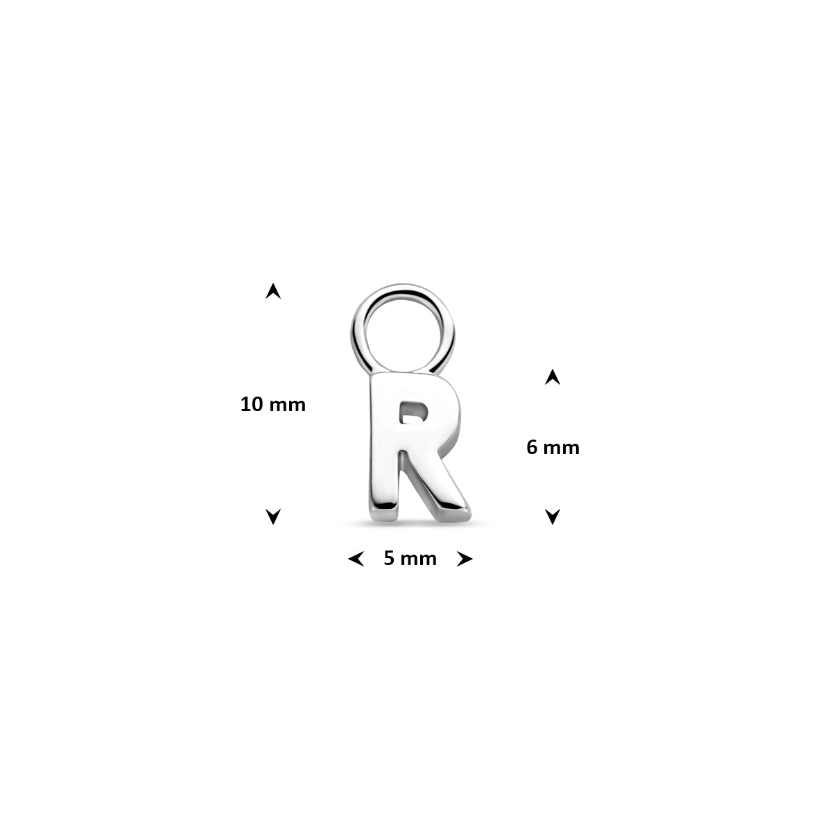 Oorringhanger letter R 6 mm zilver #Letter_R
