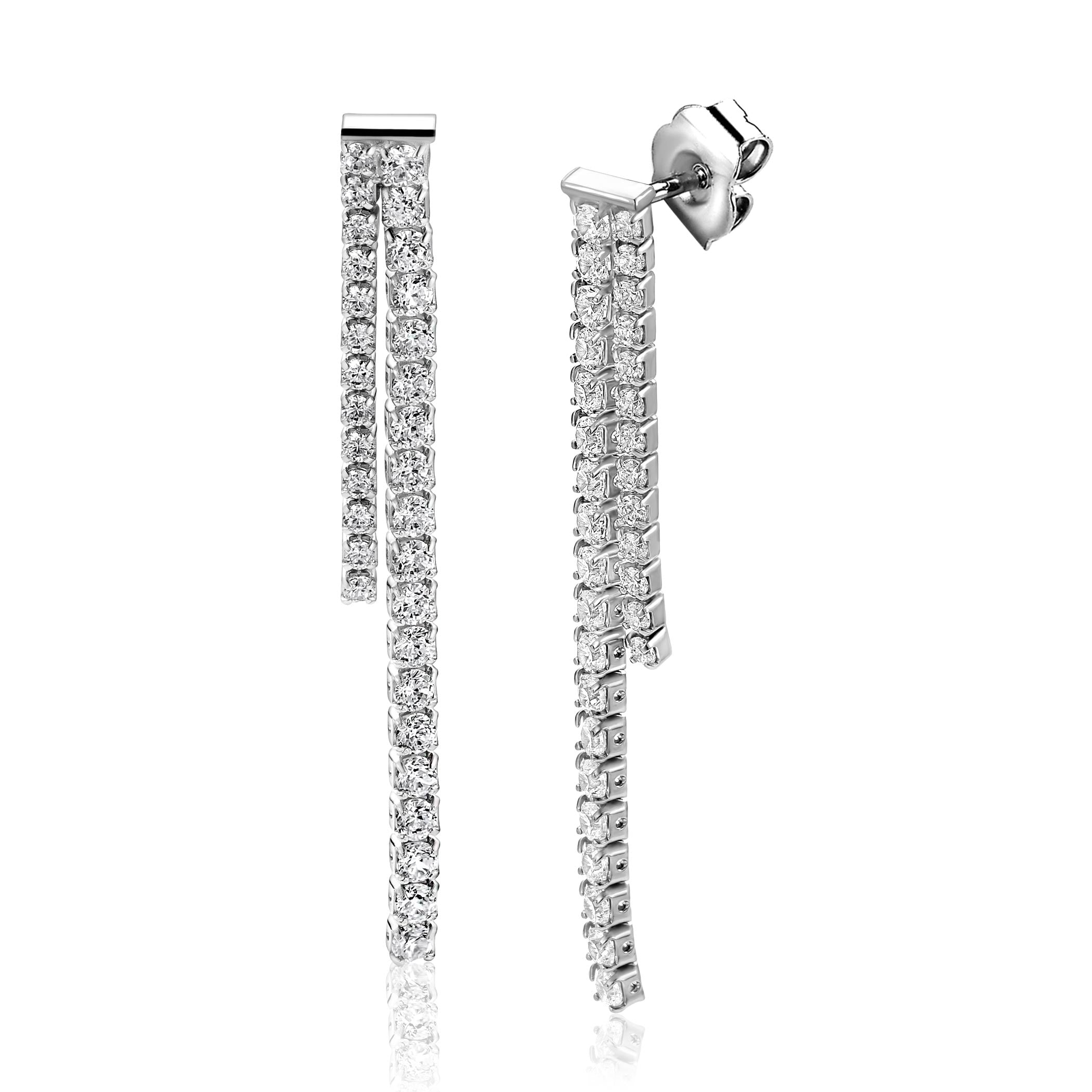 ZINZI Zilveren Oorbellen 41mm wit - ZIO2795L