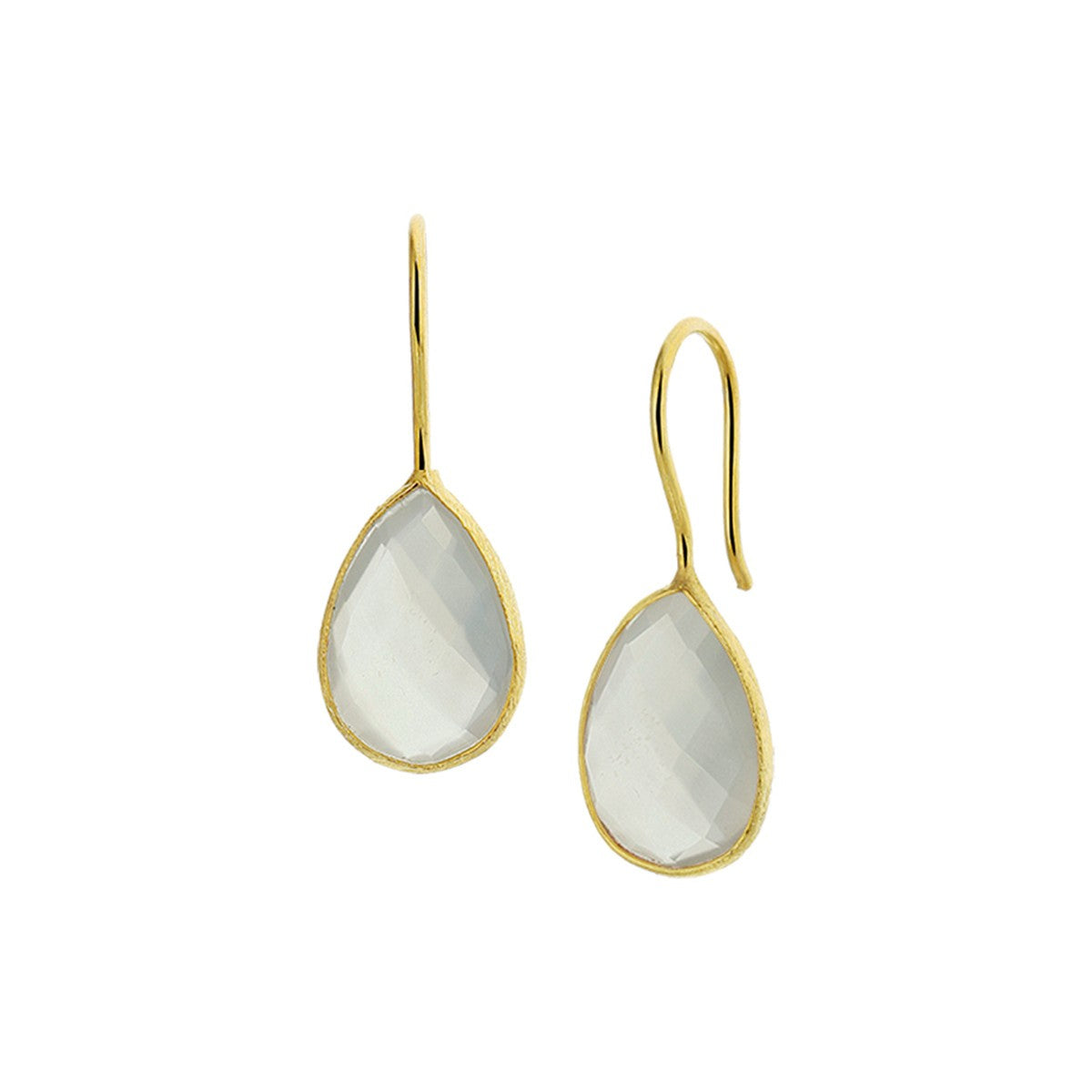 Fantasy Collection Hangende oorbellen chalcedoon franse haak 1 micron zilver verguld