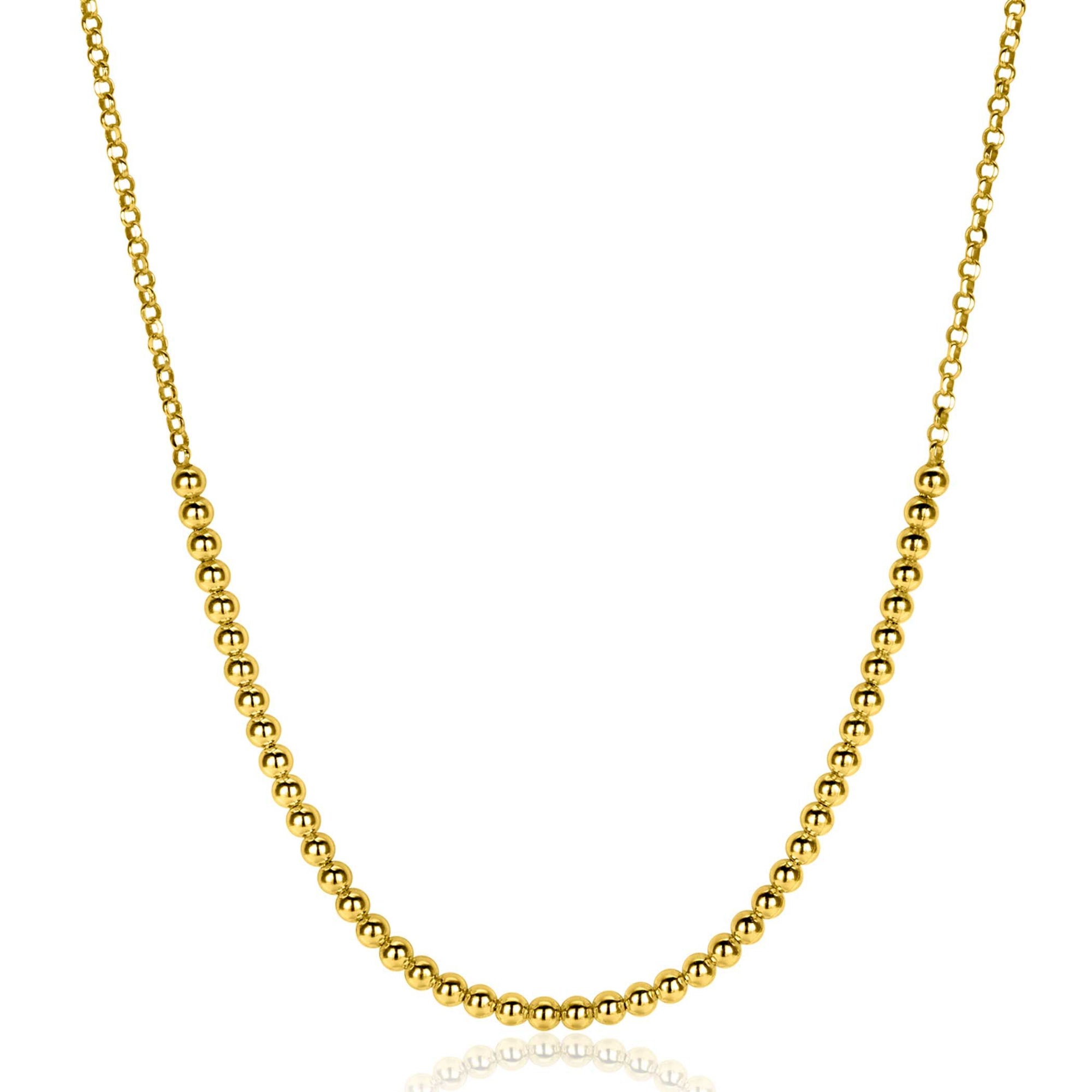 ZINZI gold plated zilveren jasseron ketting met bolletjes schakels 2,5mm breed in het midden 40-45cm ZIC2640G
