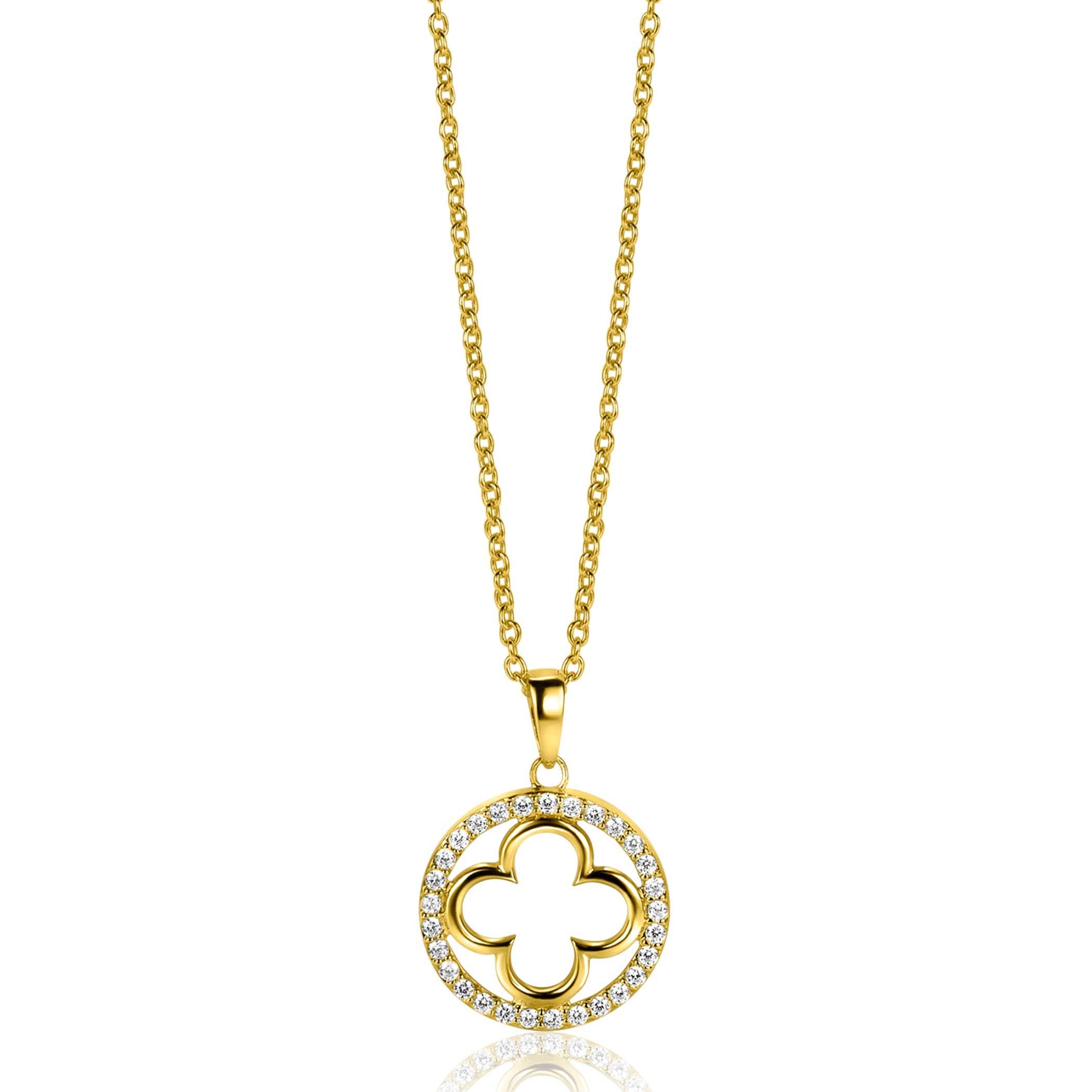 ZINZI Verguld Zilveren Ketting met Witte Zirkonia - ZIC2617Y