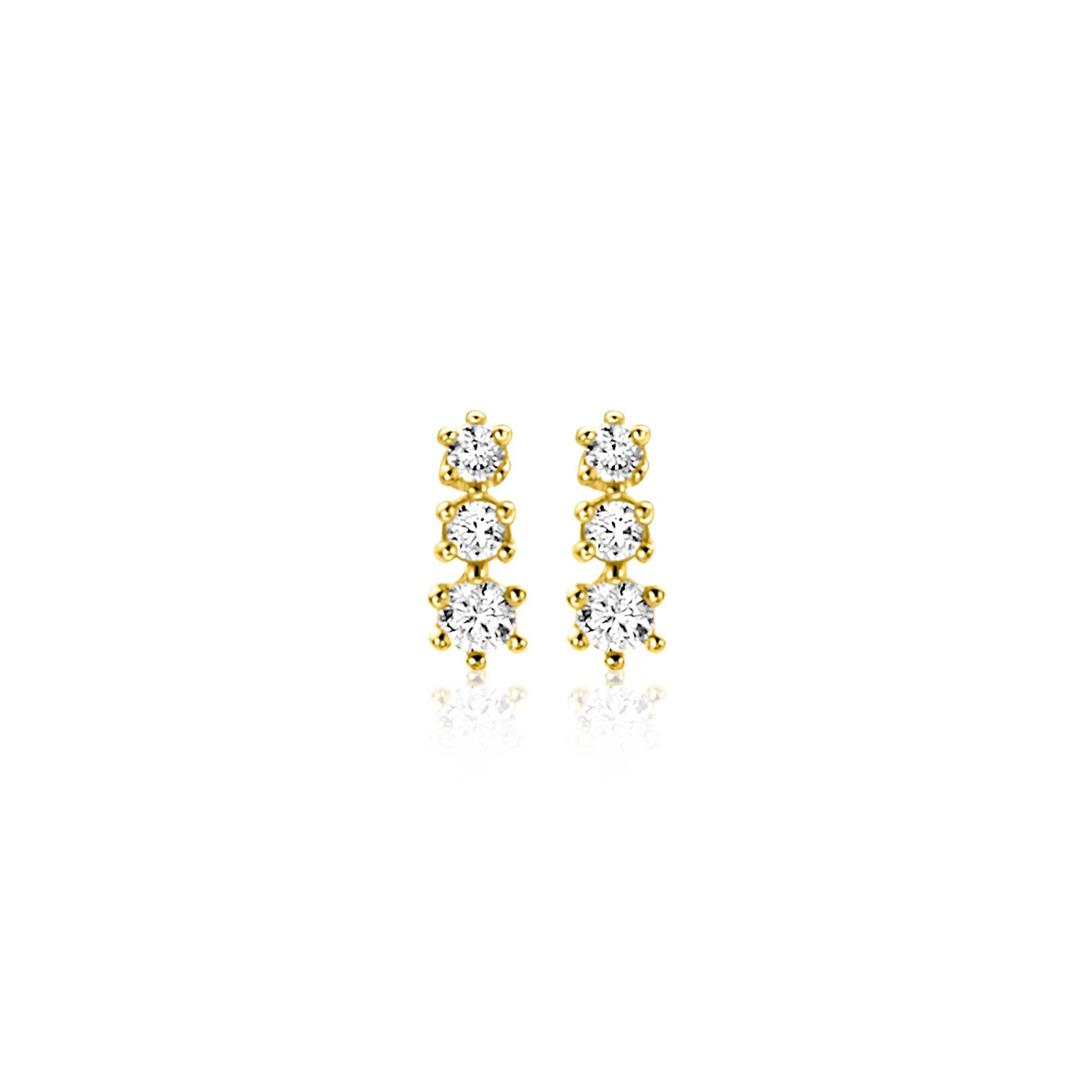 ZINZI 14K Gouden Oorknoppen met Witte Zirkonia ZGO543 oorbellen
