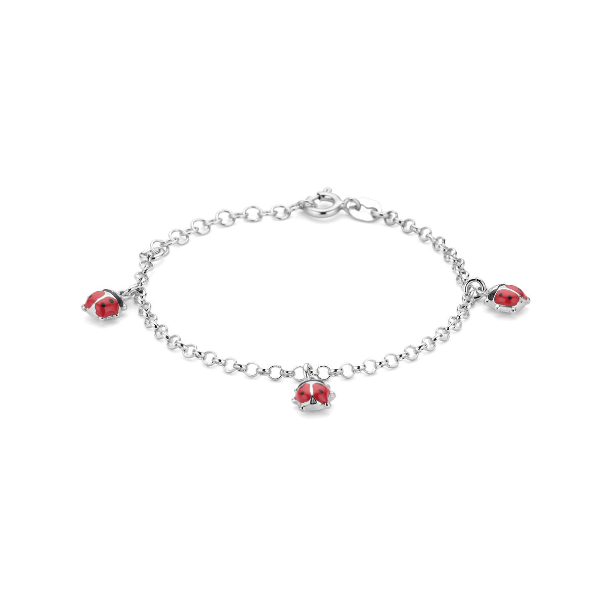 Fantasy Collection Armband emaille lieveheersbeestjes 13 + 3 cm zilver