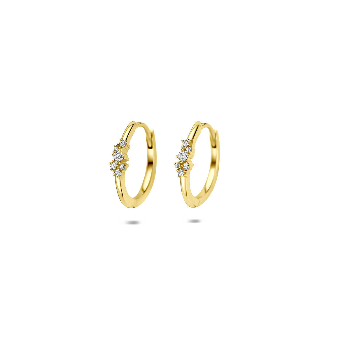 Klapoorringen zirkonia 9K geelgoud 12,5 mm