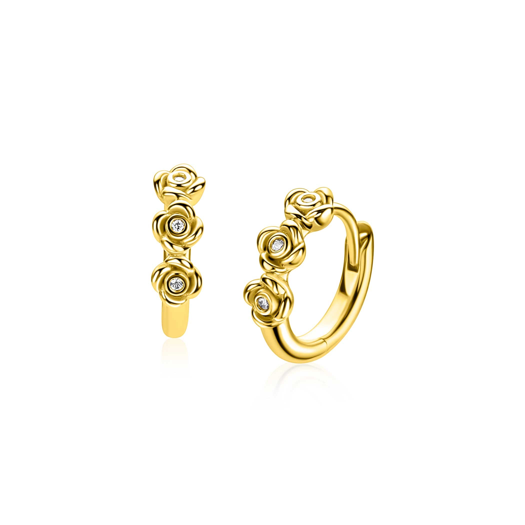 ZINZI Verguld Zilveren Oorbellen 13mm wit - ZIO2873Y