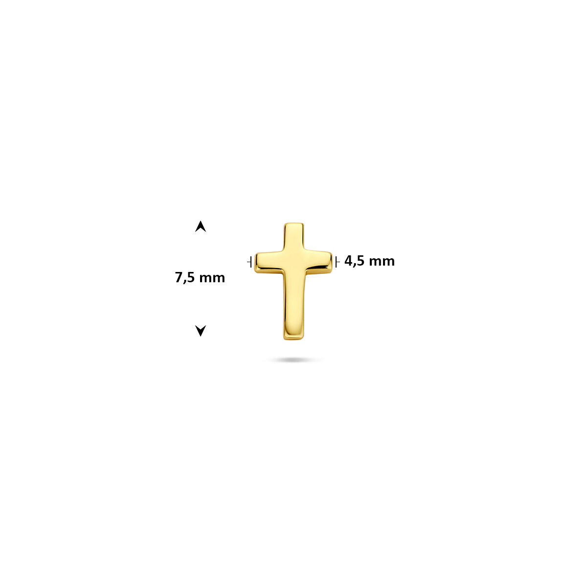 Fantasy Collection Flat back piercing kruis 7,5 mm 1 micron zilver verguld