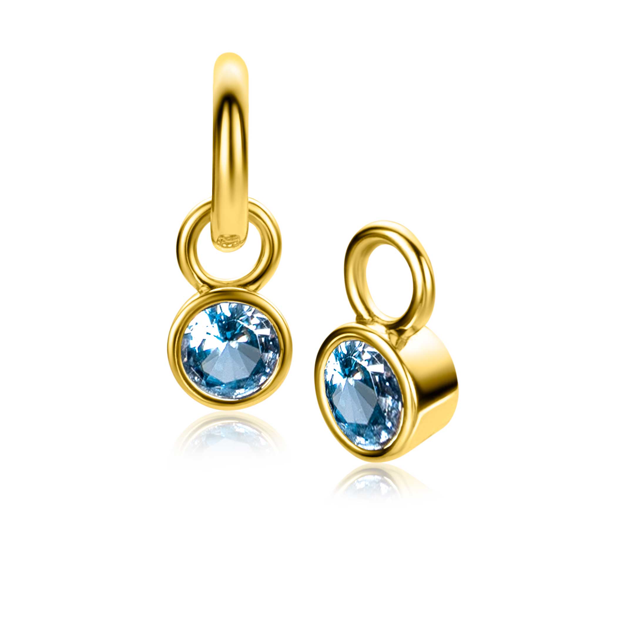 ZINZI DECEMBER oorbedels gold plated met geboortesteen blauw topaas zirconia (excl. oorbellen)