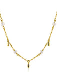 ZINZI Gold Plated Zilveren Ketting met Witte Zoetwaterparels en Druppeltjes 42-45cm ZIC2753