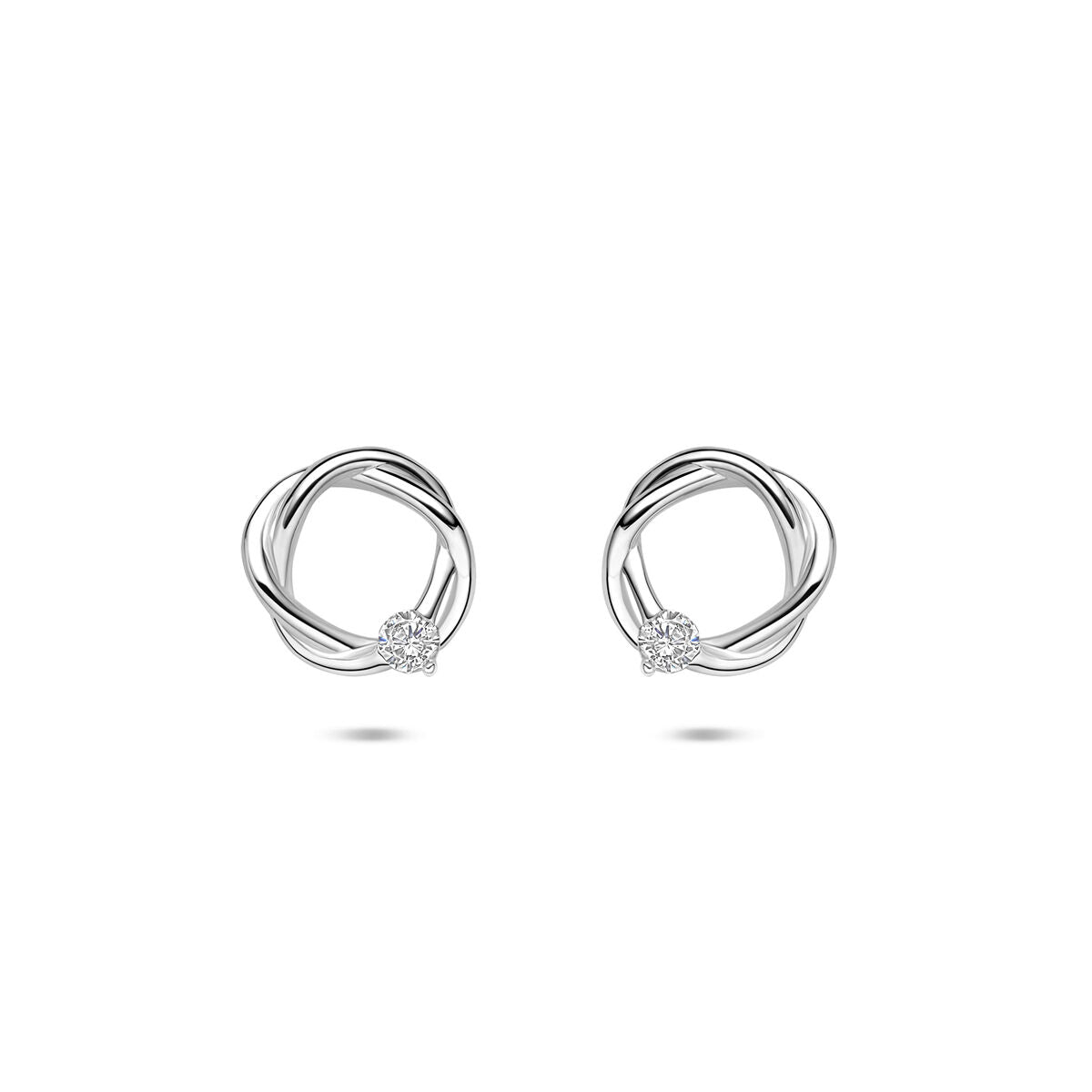 Zilveren gerhodineerde oorknoppen zirkonia 10 mm - 1341265