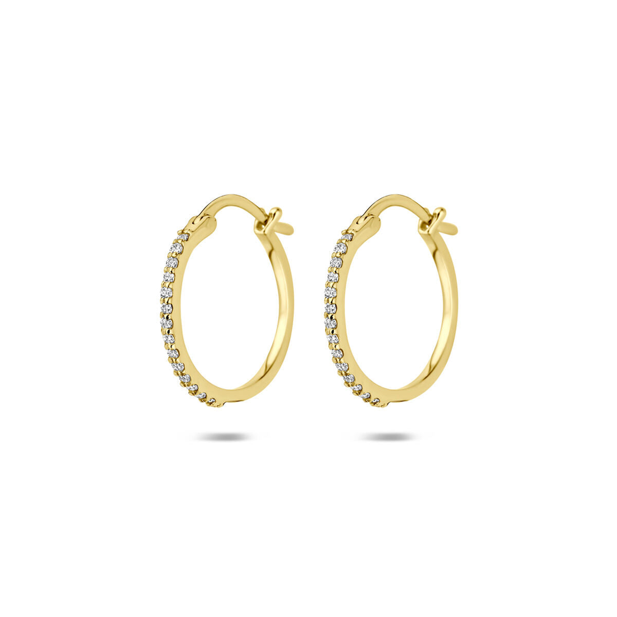 Oorringen lab grown diamant f vs buis 14K geelgoud 1 mm wit