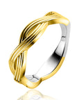 ZINZI gold plated zilveren ring (5mm breed) met een gevlochten Infinity teken in lijnen motief ZIR2684 - PansiteNederland.nl