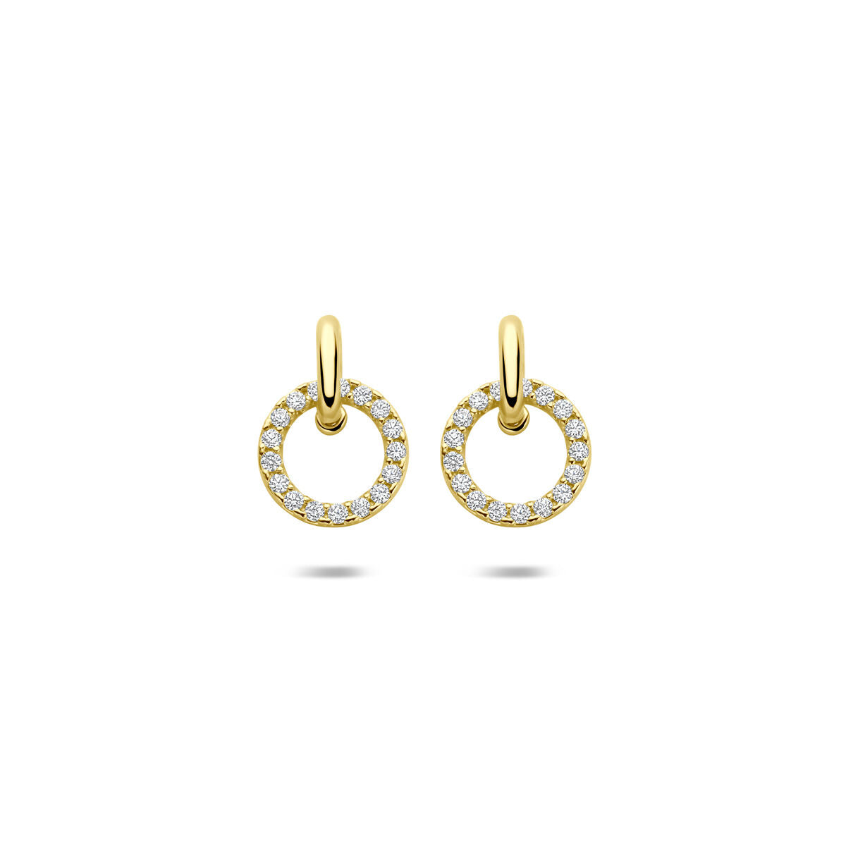 Fantasy Collection Hangende oorbellen zirkonia 11 mm 14K geelgoud