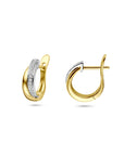14K bicolor gouden geel/wit klapoorringen diamant 0.14ct 2x 0.07ct h si 14,5 mm - 4209100