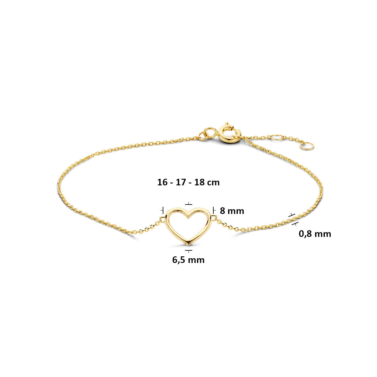 Fantasy Collection 9K armband hart 16 - 17 - 18 cm 9K geelgoud