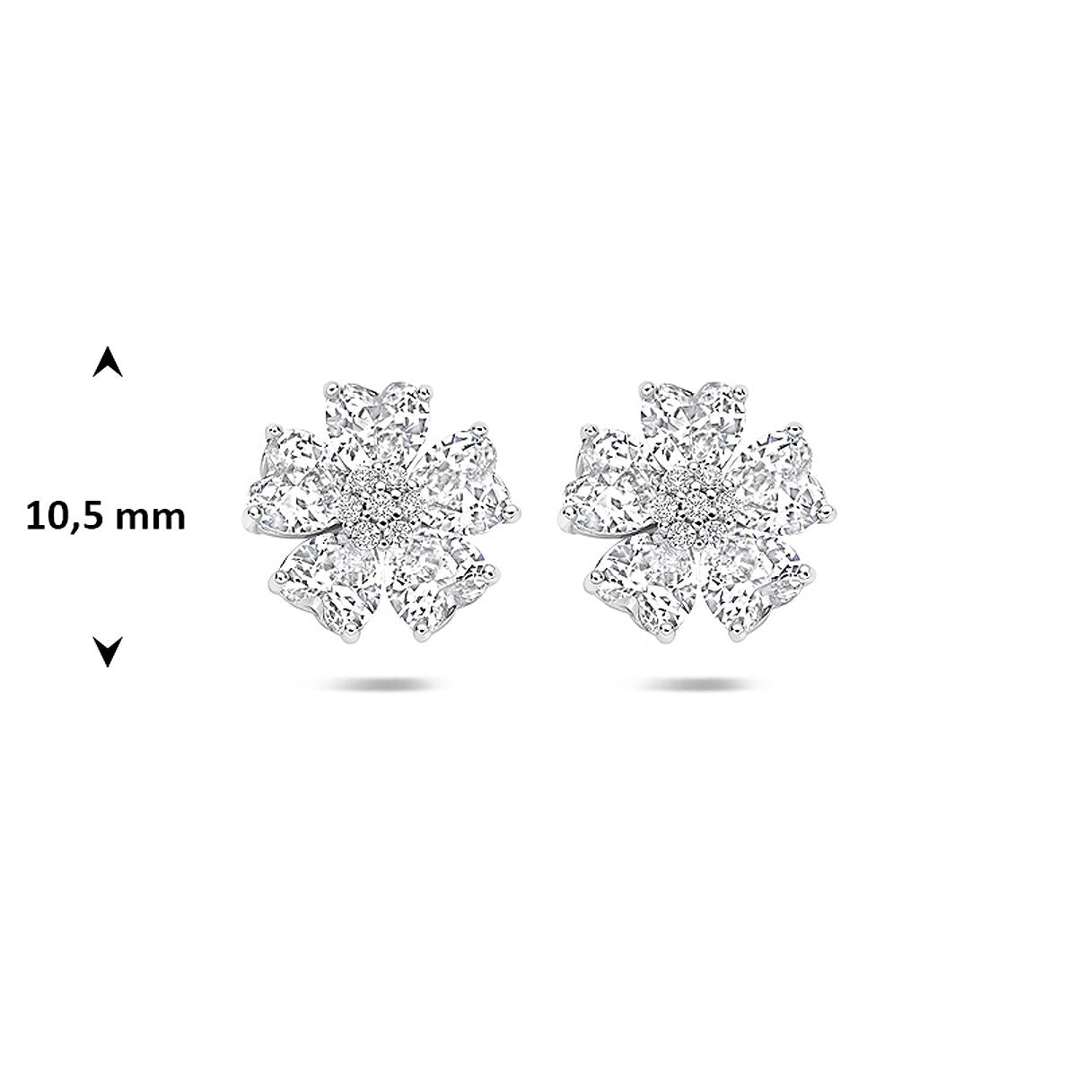 Fantasy Collection Oorbellen zirkonia 10.5 mm zilver