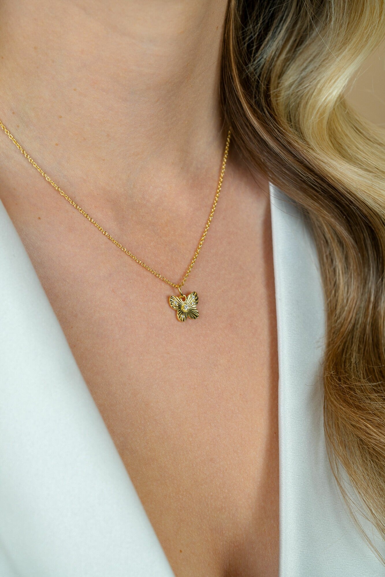 ZINZI Verguld Zilveren Ketting met Witte Zirkonia - ZIC2742