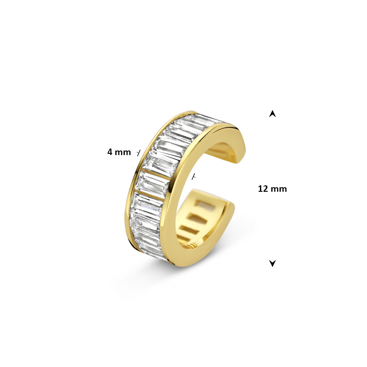 Fantasy Collection Ear cuff zirkonia 12 mm 1 micron zilver verguld oorbellen