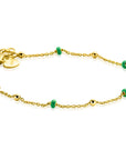 ZINZI gold plated zilveren fantasie armband met 5 groene donuts en glanzende bolletjes 17-19,5cm ZIA2509 - PansiteNederland.nl