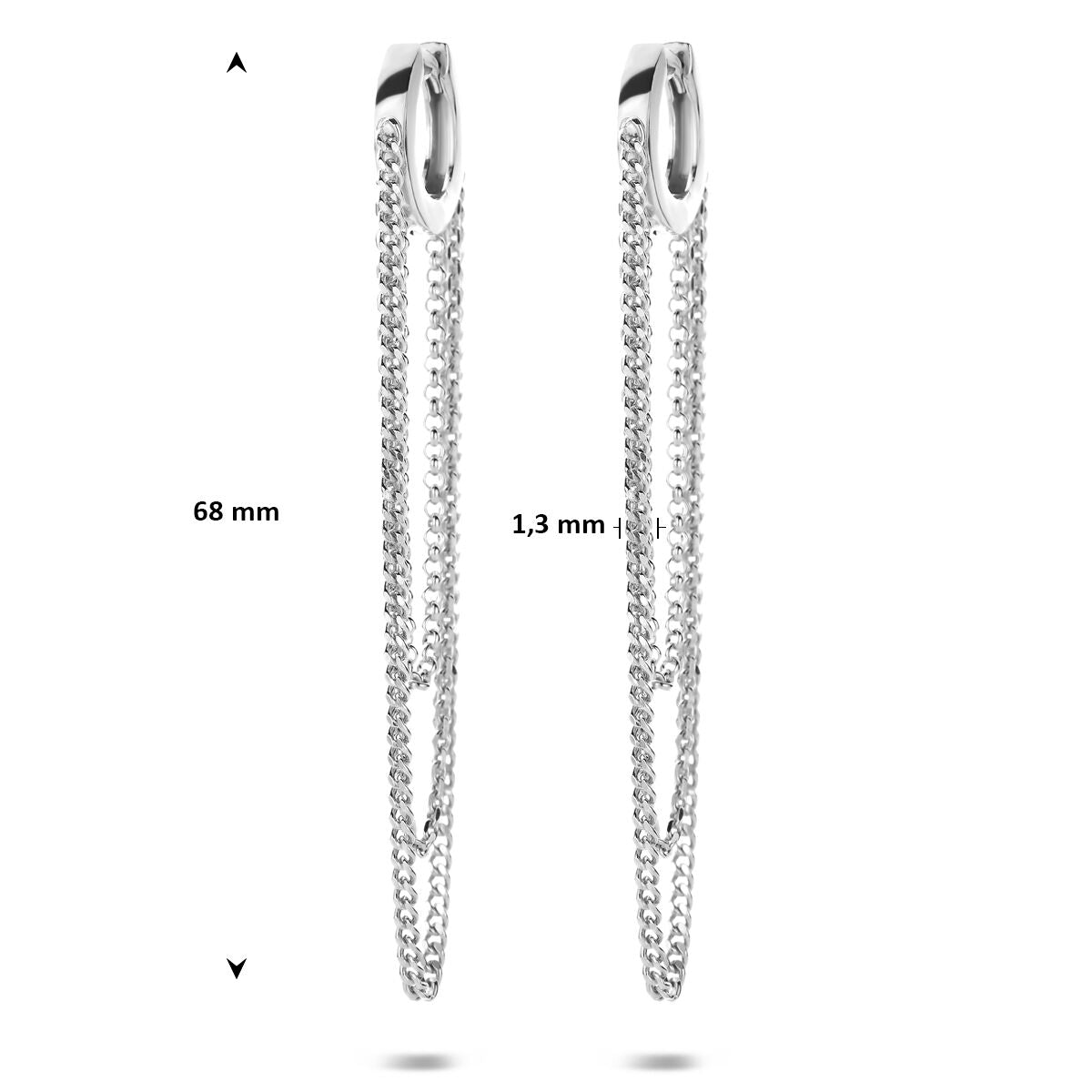 Oorringen schakel zilver gerhodineerd 68 mm