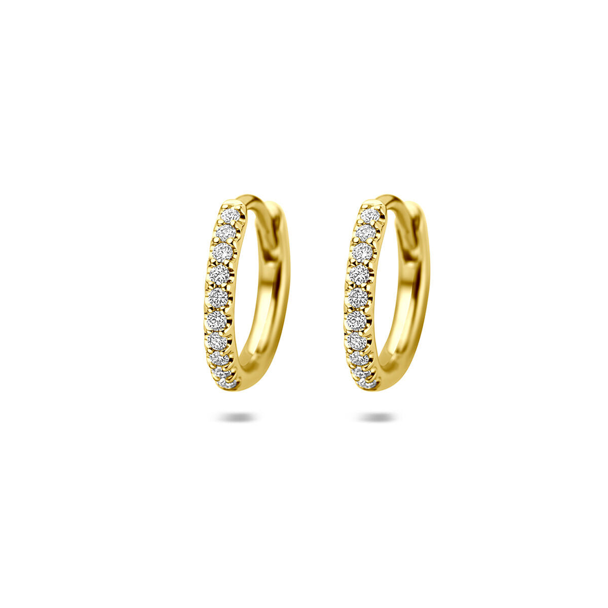 Fantasy Collection Oorbellen lab grown diamant 0.14ct (2x 0.07ct) g vs 12 mm 14K geelgoud