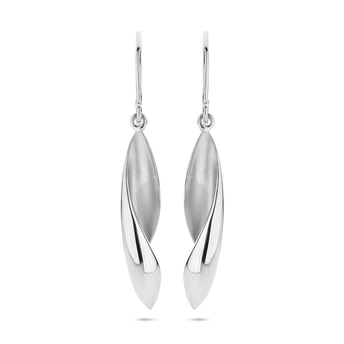Fantasy Collection Hangende oorbellen franse haak poli/mat 33 mm zilver