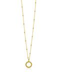 ZINZI Gold Plated Zilveren Ketting met Bolletjes en Ronde Hanger Bolstructuur 42-45cm ZIC2704G