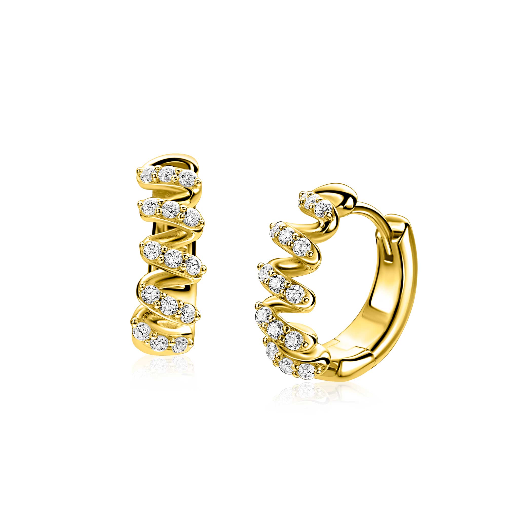 ZINZI Verguld Zilveren Oorbellen 16mm wit - ZIO2877Y