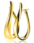 Zinzi 49mm gold plated zilveren grote oorringen in organische vorm met een speelse twist en handige bovensluiting. - PansiteNederland.nl