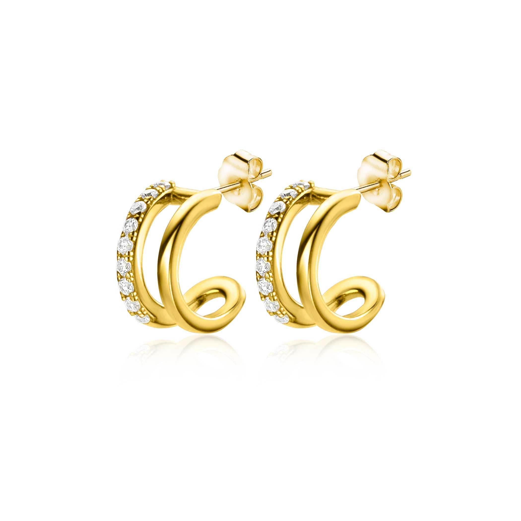 ZINZI 14K Gouden Oorknoppen met Witte Zirkonia ZGO382 oorbellen