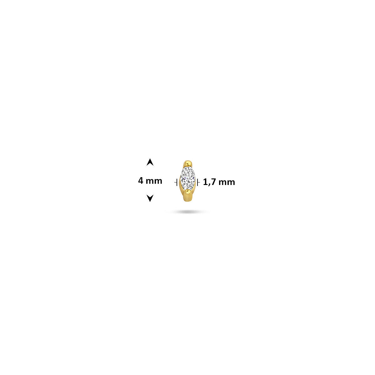 Fantasy Collection Flat back piercing ovaal zirkonia 4 mm 1 micron zilver verguld