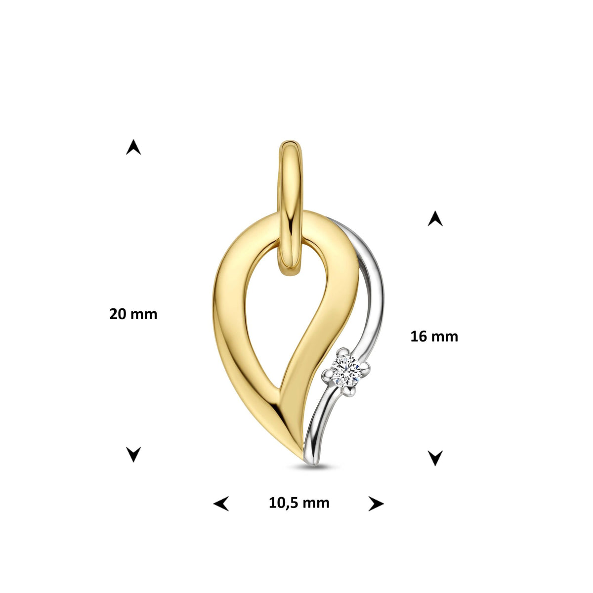 Hanger diamant 0.03ct h si 14K geelgoud 16 mm