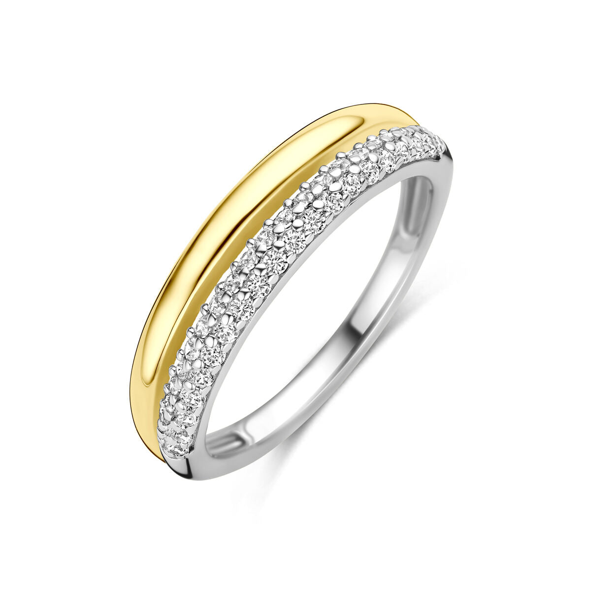 Ring zirkonia 3 micron zilver verguld