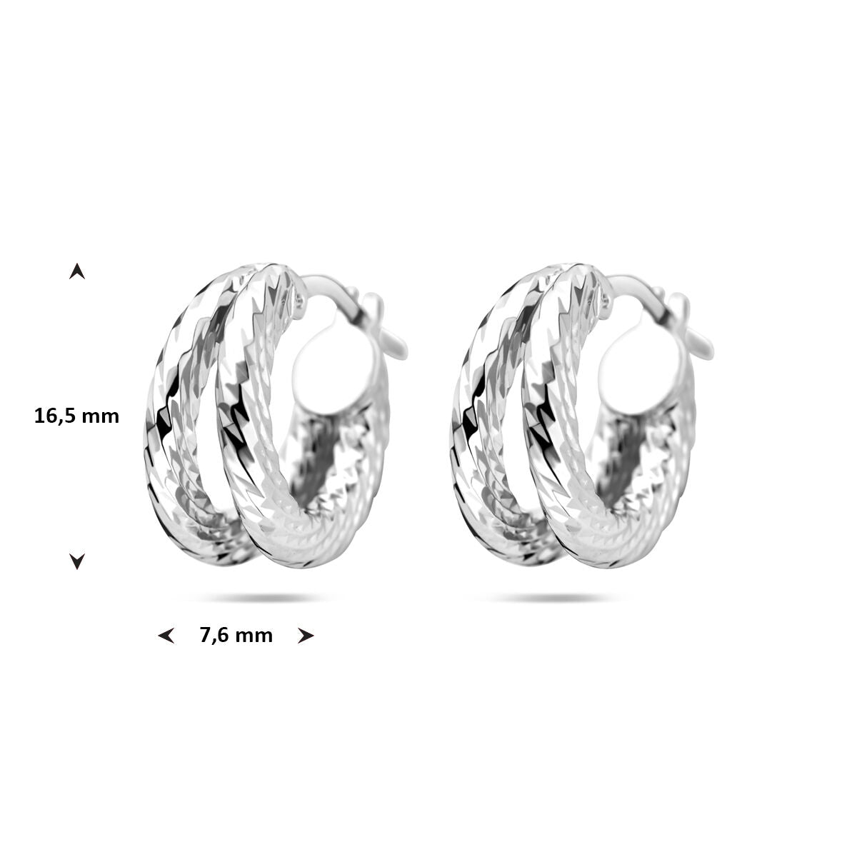 Fantasy Collection Oorbellen gedraaid 16,5 mm zilver